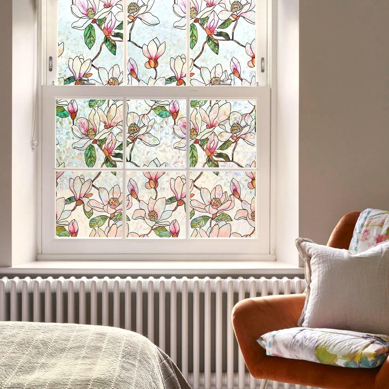 Stained Glass Window Film 17.5″x78.7″ Rainbow Privacy Static Cling Heat