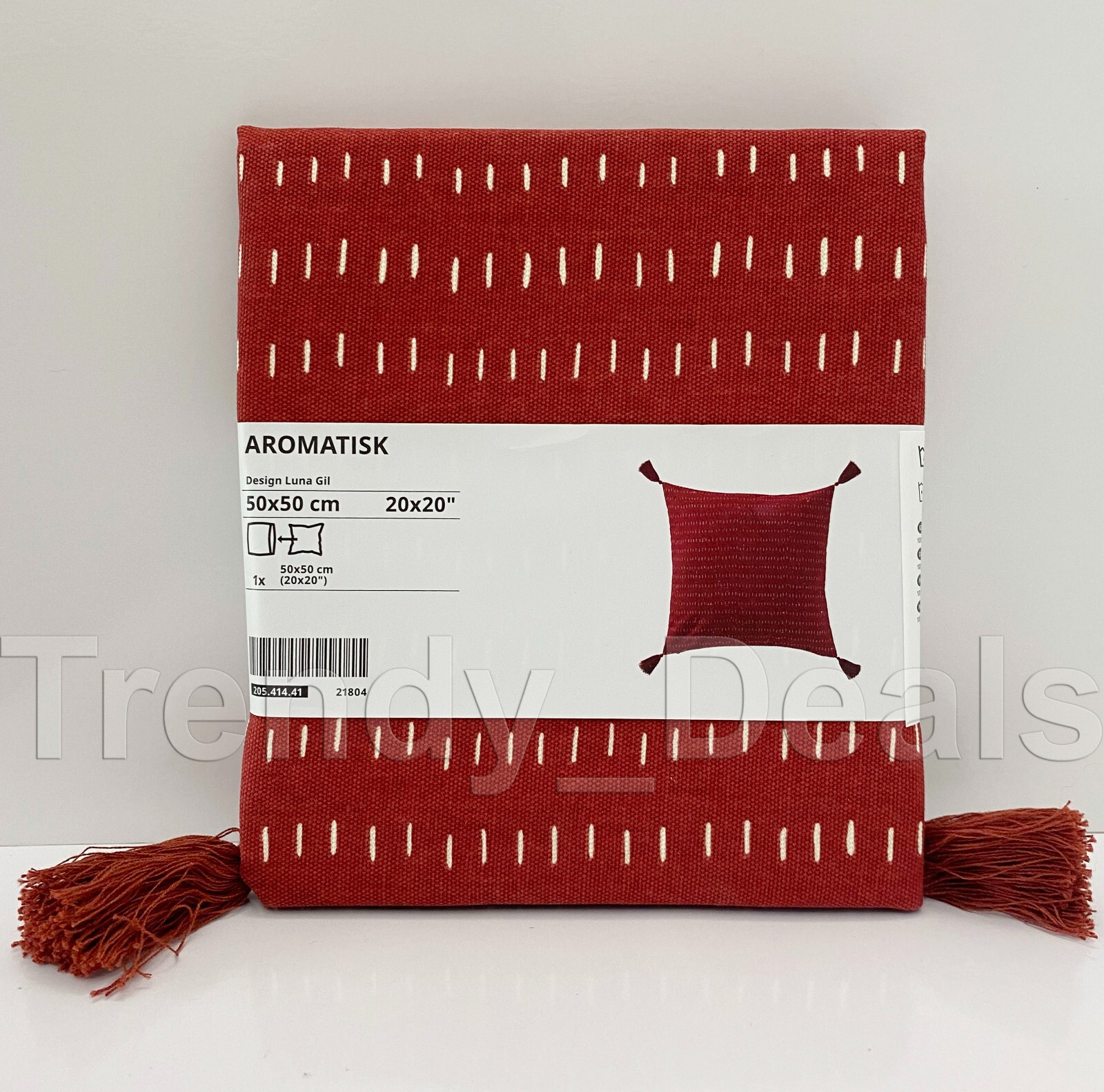 Ikea AROMATISK Pillow Cushion Cover Cotton 20″ x 20″ Red Tassel – NEW