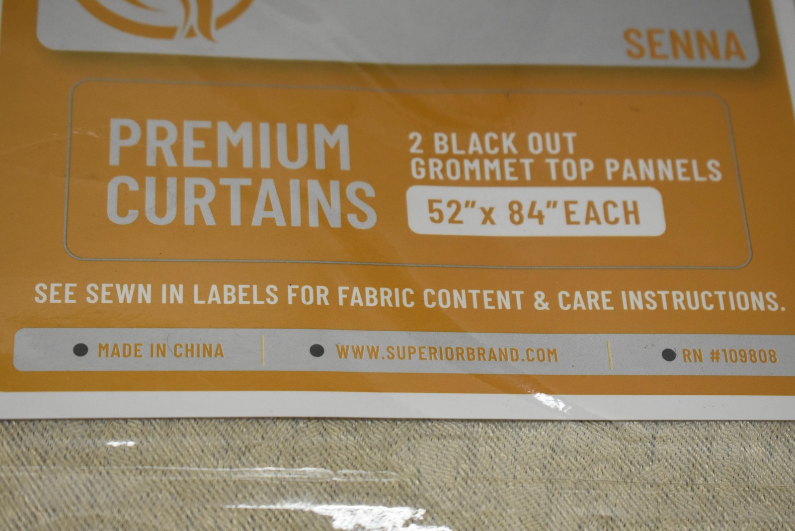 Superior Senna Premium Curtains 2 Blackout Grommet Panels 52×84 Beige Embossed