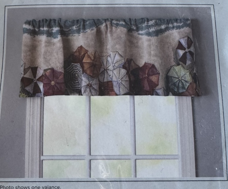 Beach Umbrellas Tapestry Window Valance, 54″x15” Windham Home Woven Brand NEW
