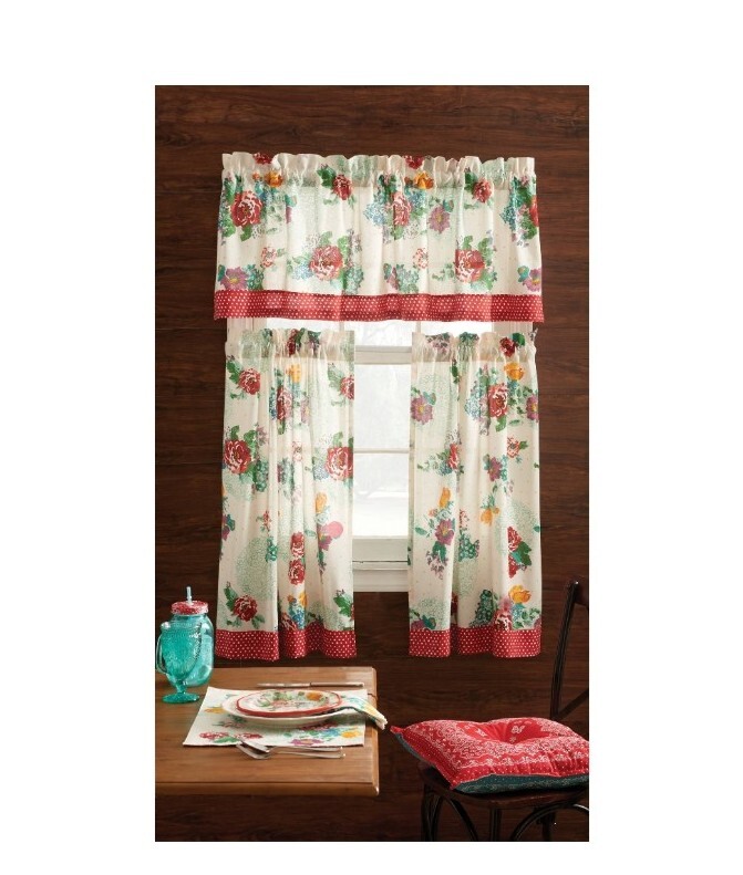 Pioneer Woman ~ Country Garden ~ Three (3) Piece Curtain Set ~ 30″ x 36″