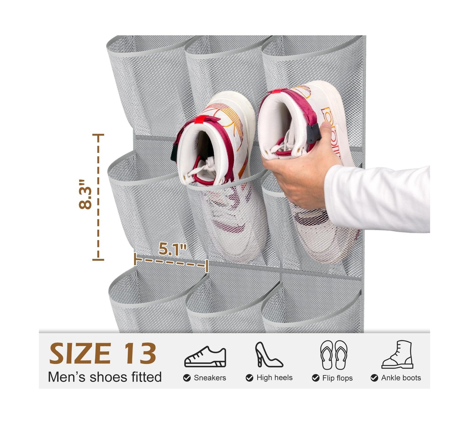 MISSLO 30 Large Pockets Dual Sided Hanging Shoe Organizer for Closet with Rot…