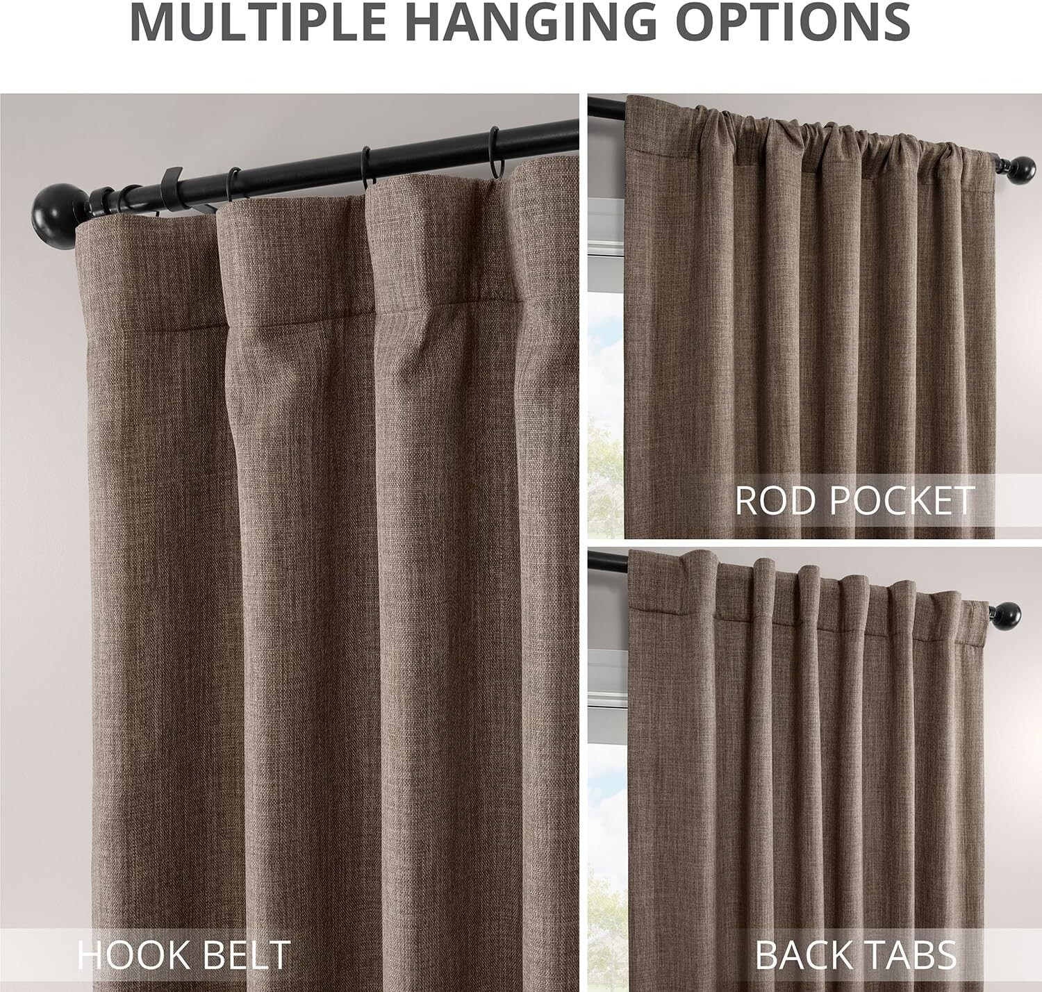 1 Panel Dutch Cocoa 120″L x 50″W Linen Darkening Curtains For Living Room