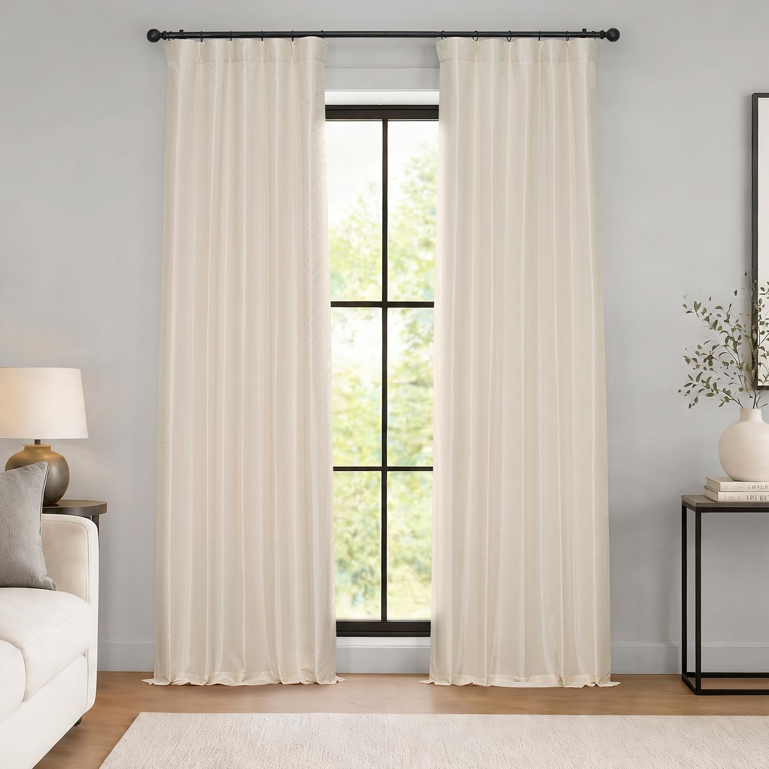 Faux Silk Blackout Curtains 96 Inches Long for Bedroom & Living Room Vintage …