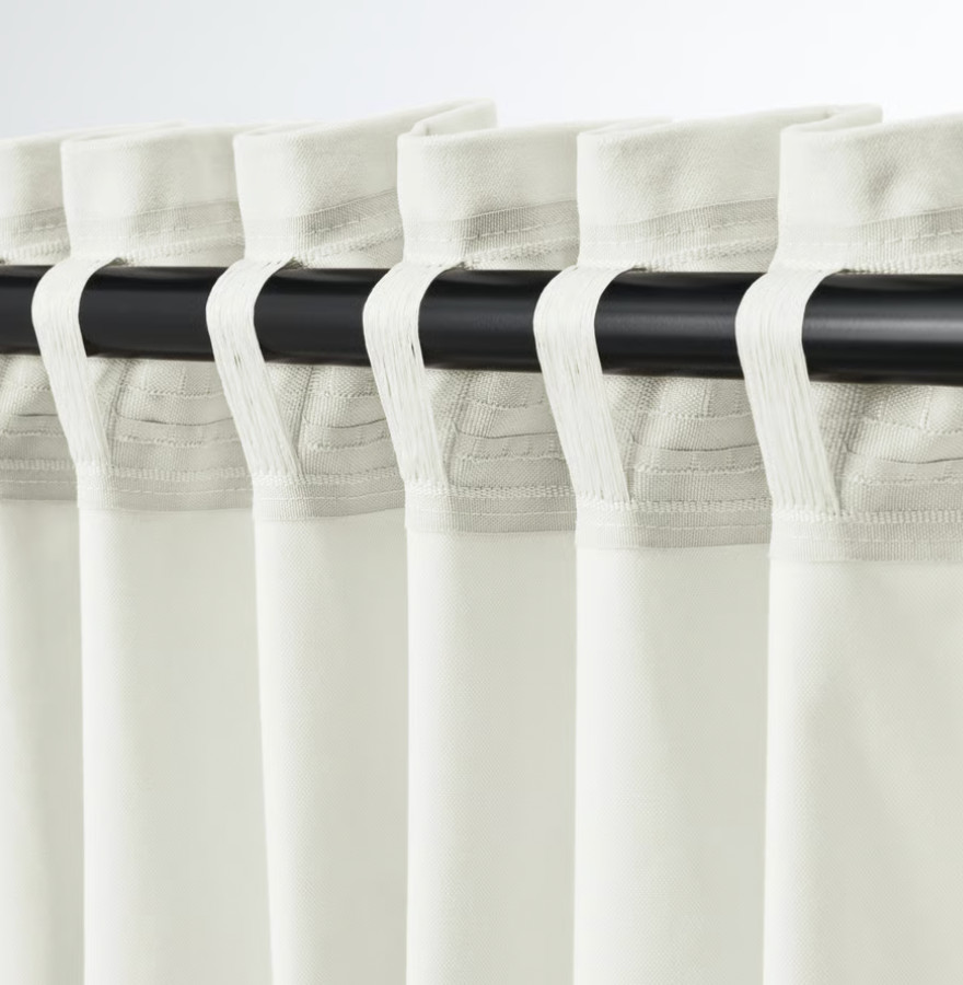 Ikea SANELA Curtains,1 pair,off-white/with heading tape, 55×84″ NEW- 705.919.90