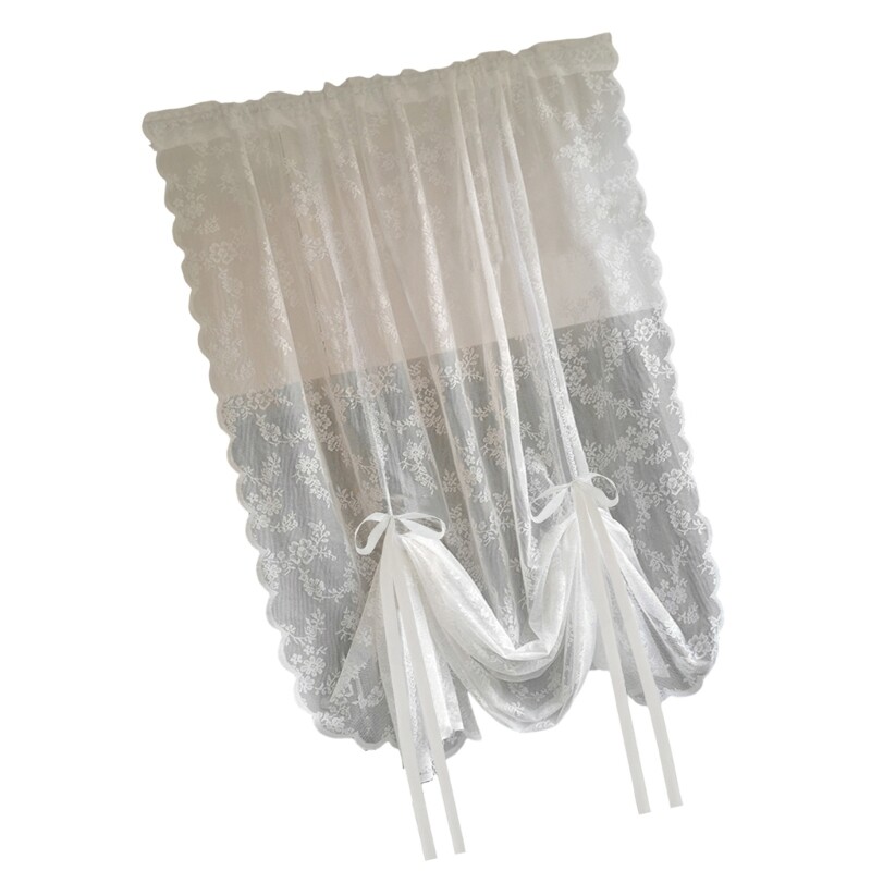 Breathable Lace Tulle Sheer Pulling Curtain for Living Room Bedroom Kitchen