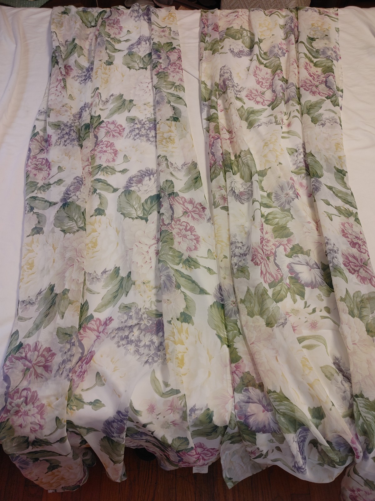 44×82 Floral Sheer Curtian panels Set Of 2 Cottagecore Grannycore