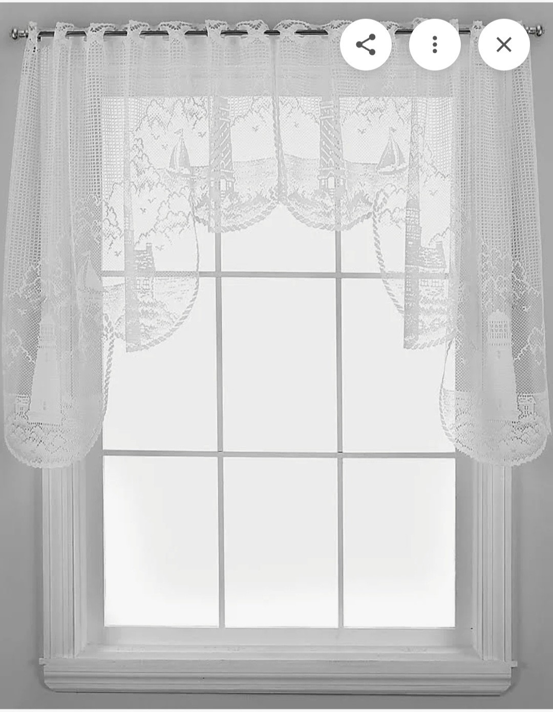 Heritage Lace Drop Tier Sheer White Lighthouse Curtains + Valance (3 PC)*