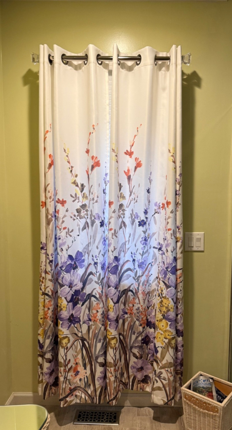 One Pair, Two Panel Set KOTILE Purple Multi Floral Print Curtains 52” W x 84” L
