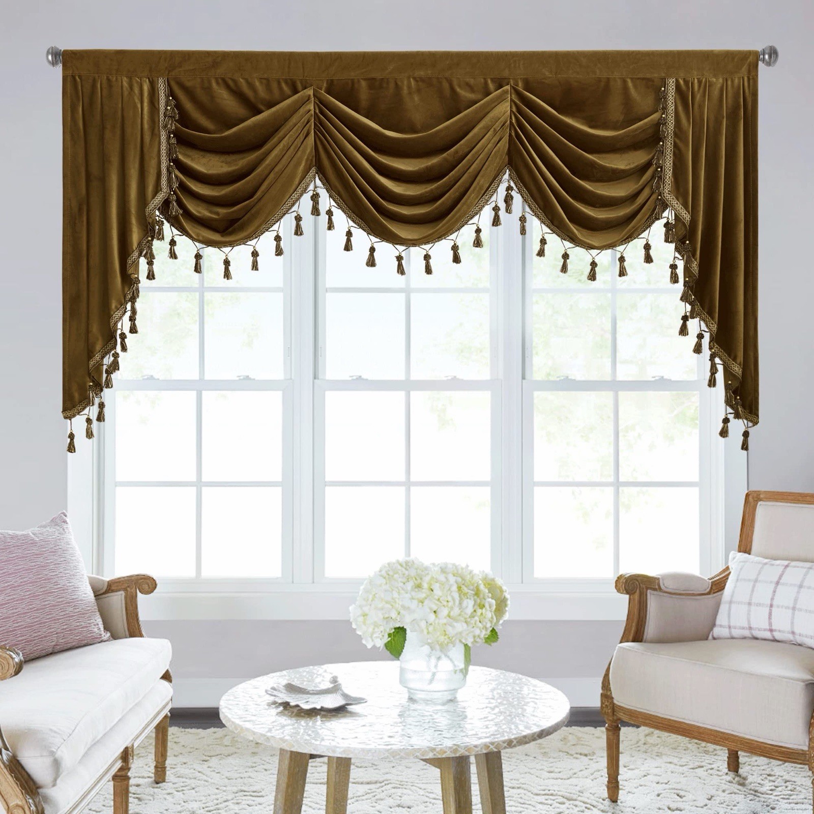 Extra Wide Valance Luxury Velvet Victorian Curtain W79 Inches, 1 Panel