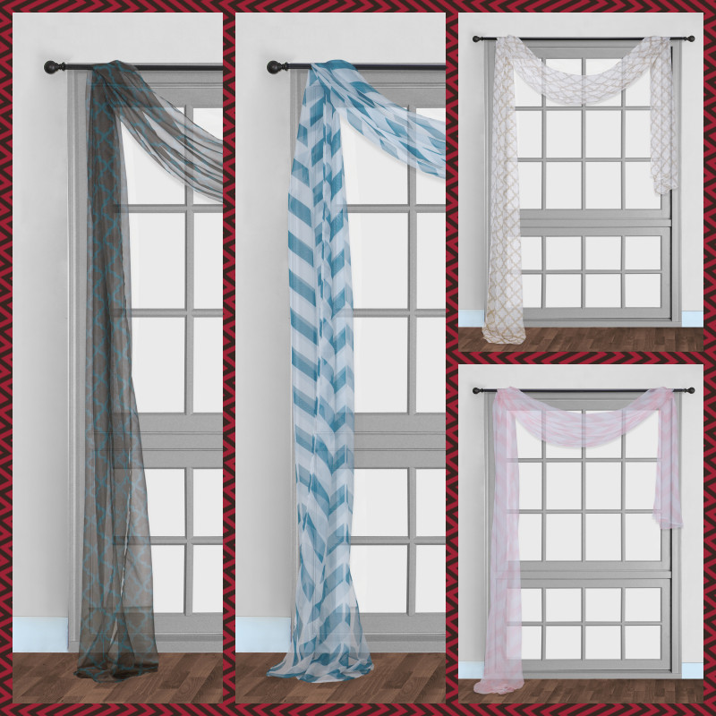 1PC PRINTED 2 TONE VOILE SHEER SCARF WINDOW CURTAIN PARTY HOME DECOR C37 S38