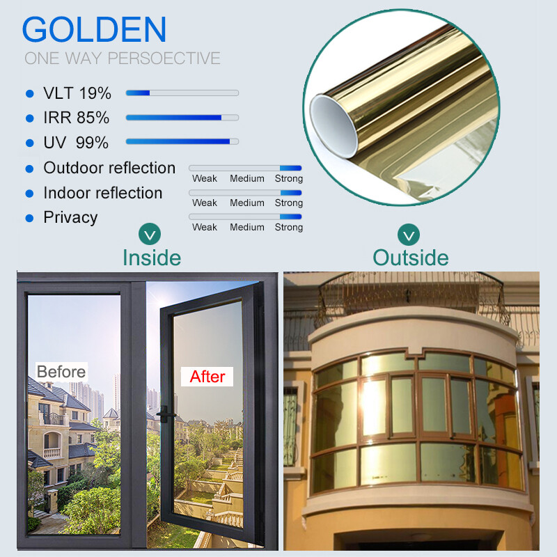 Privacy Mirror Film One Way Vision Window Foils Home Building Reflective Tinting