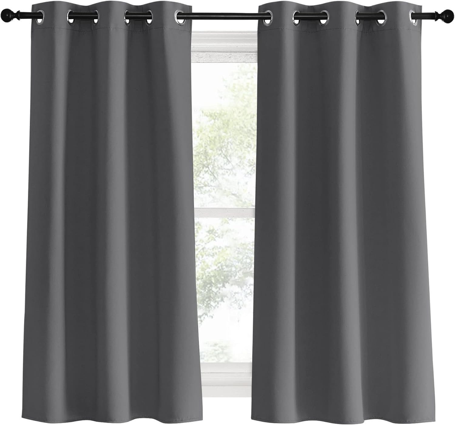 Blackout Window Curtains 60 inch Length 2 Panels, 34 x 60 Inch, Grey, Grommet…