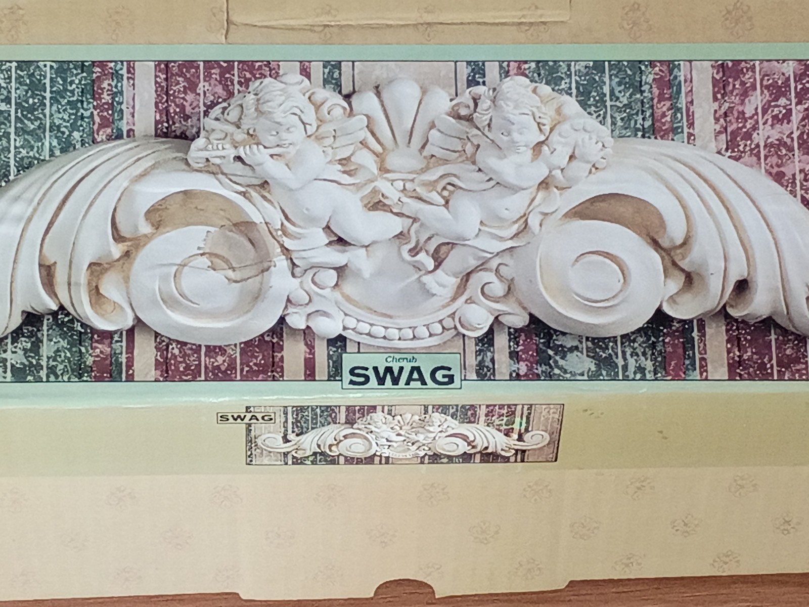 Vintage Cherub Swag 23 Inches Wood Hand Carved Victorian Angels Home Decor 90s.