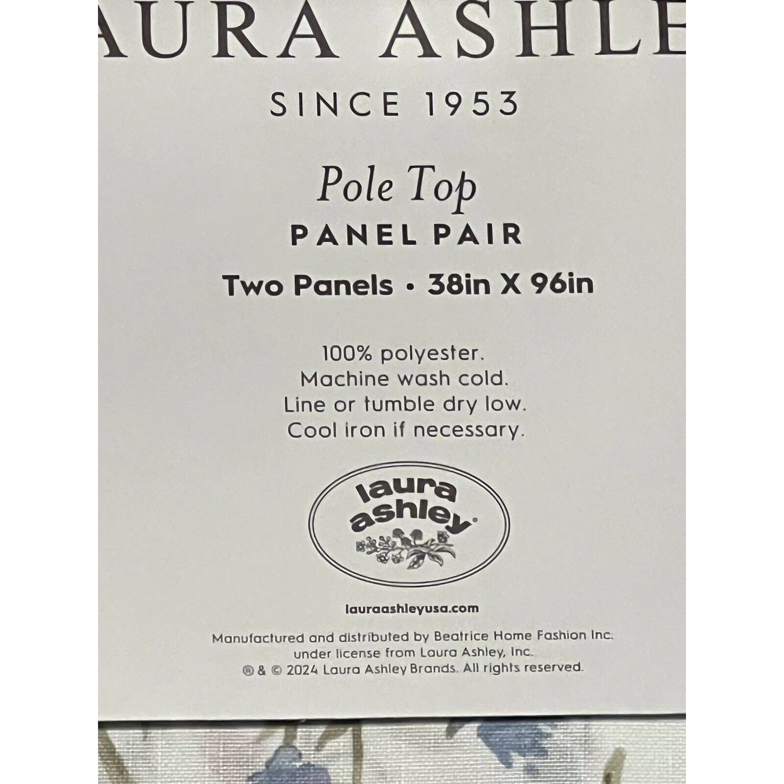LAURA ASHLEY Wild Meadow Floral Window Curtains 2 Panels 38×96” Orange Blue Pink