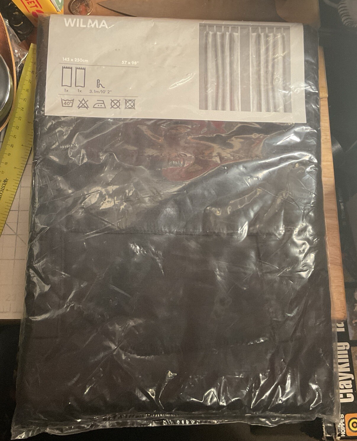 IKEA Wilma Curtains 57″ x 98″ Black New In Package