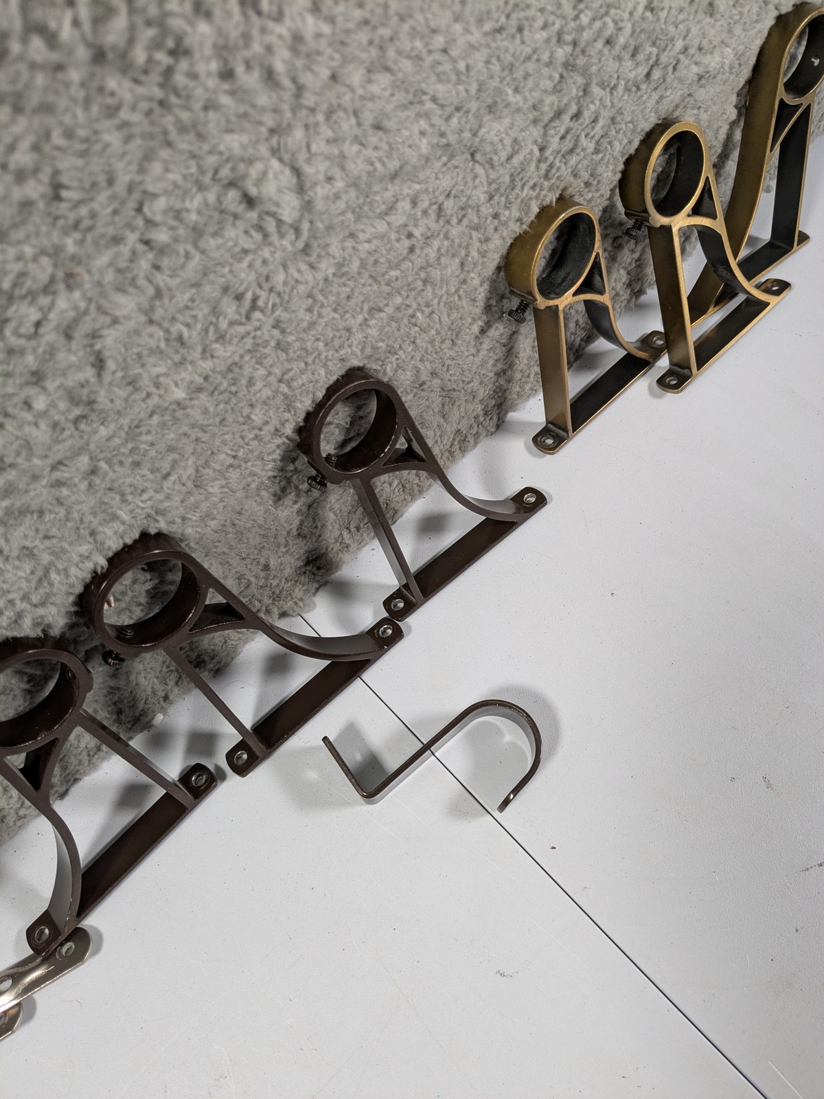 Lot (9) Curtain Rod Brackets Wall Mount Metal Bronze Brass Nickel Mixed