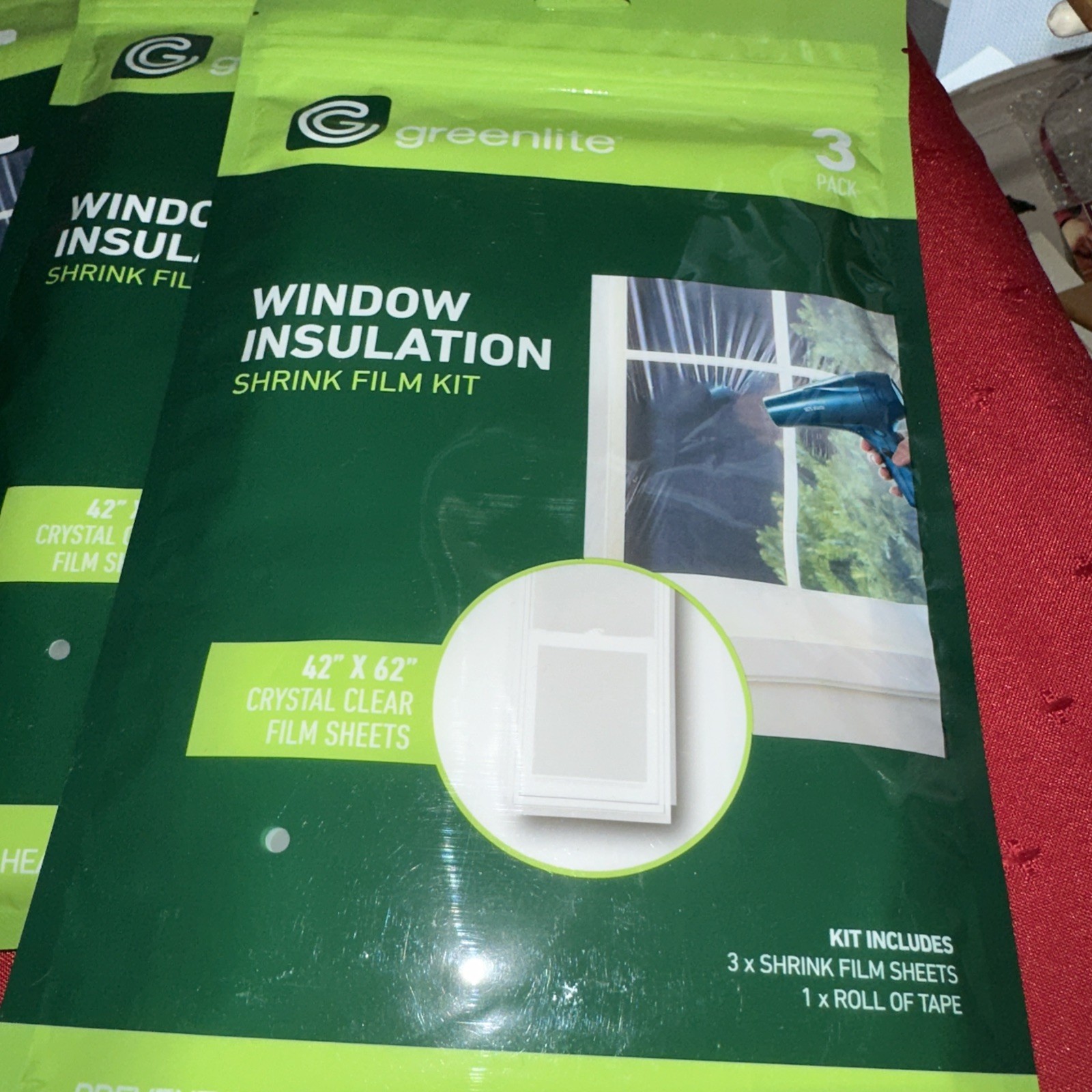Greenlite Kit 3 Window Crystal Clear Film Sheets 62” X 42”
