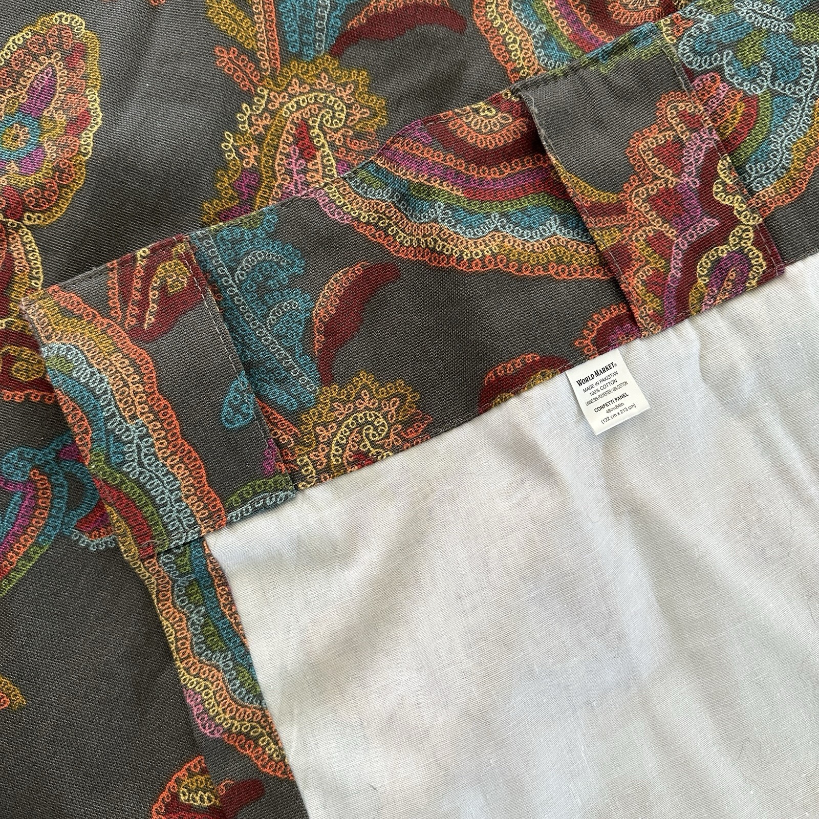 Set of 2 Beautiful World Market Lined Curtains Drapes Panels 48”x84” Confetti