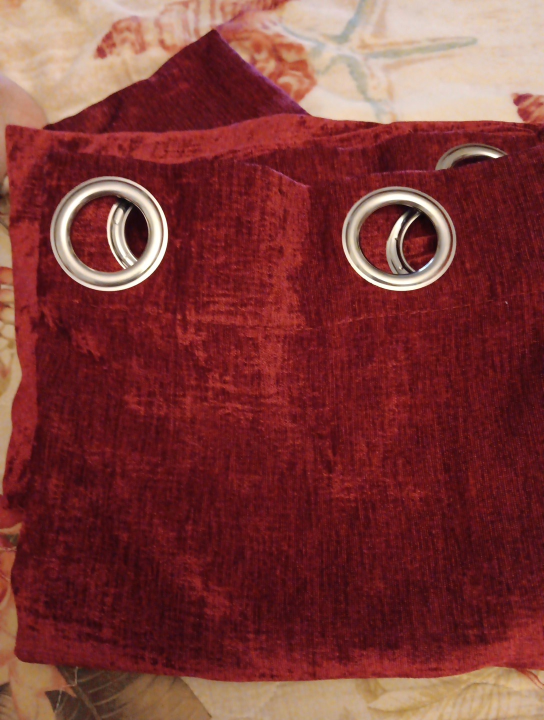 ELKCA Chenille Drape Curtains Set/2, 50×84″ Crimson Red Grommet