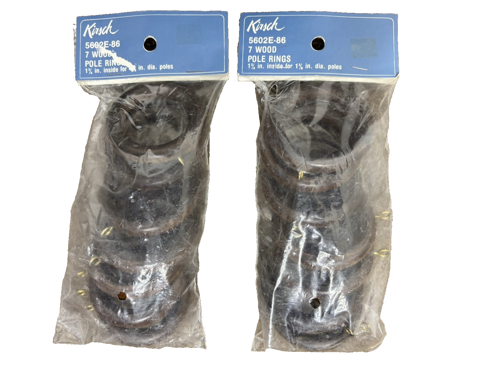2 pkgs Kirsch Wood Pole Rings 1 3/4″ inside-1 3/8 “diameter pole 7/ bag 5602E-86