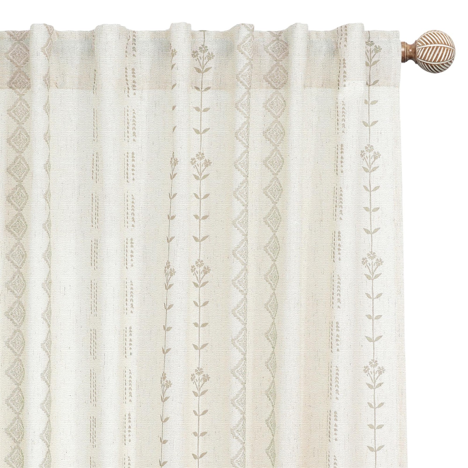 Neutral Farmhouse Curtains for Living Room 84 Inches Long,Taupe Cream Boho Li…
