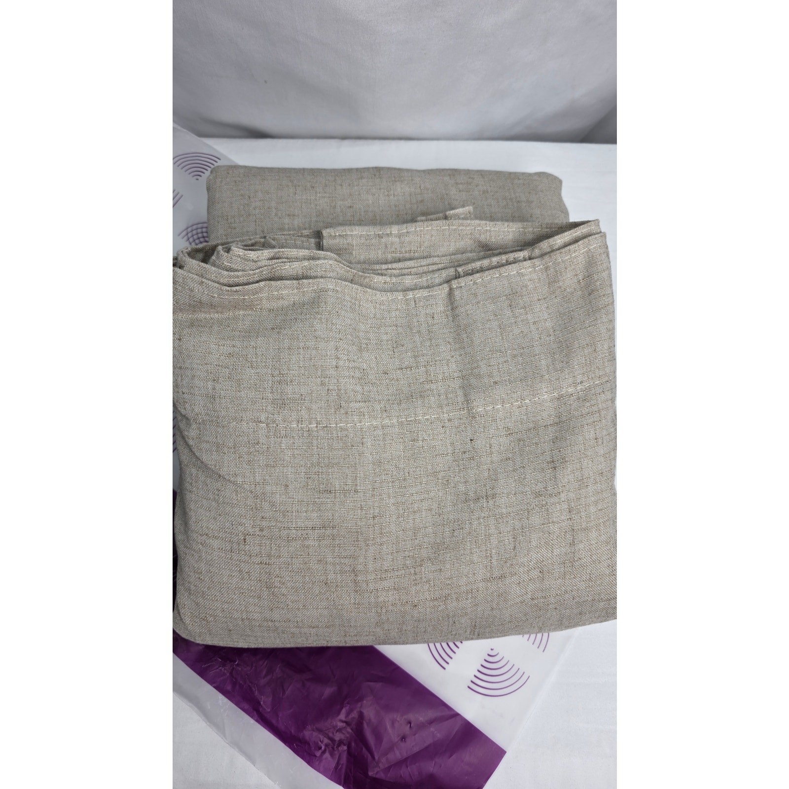 Taupe Linen Blend Curtains 90″ x 50″ 2 Panels Farmhouse Rod Pocket & Back Tab