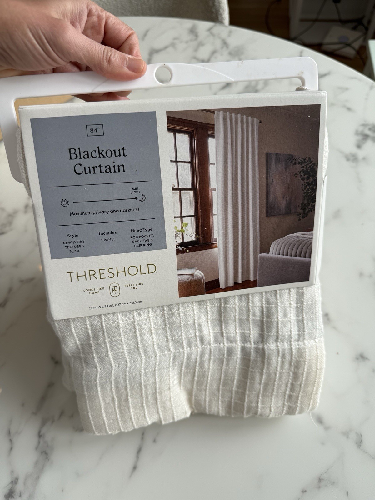 Threshold Blackout Curtain, Max Privacy And Darkness, 50 In X 84 In NWT Cream