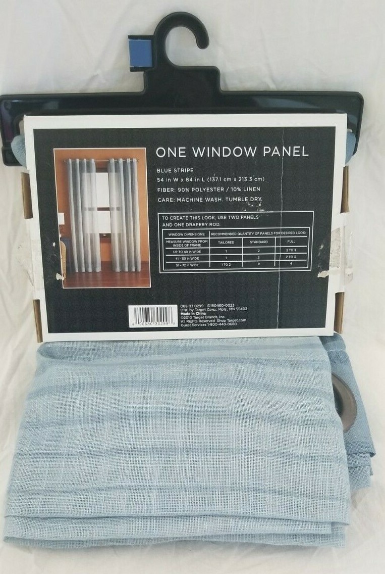 2 Home Blue Stripe Window Panels (1 pair) 108″ x 84″ NIP