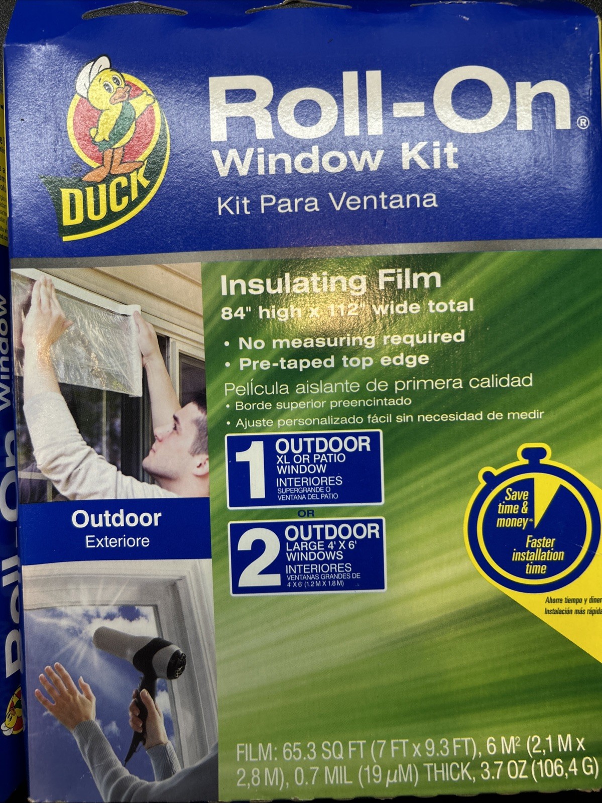 2 DUCK ROLL-ON EXTRA LARGE WINDOW/PATIO DOOR KIT 7X9 FT. PREMIUM INSULATION FILM