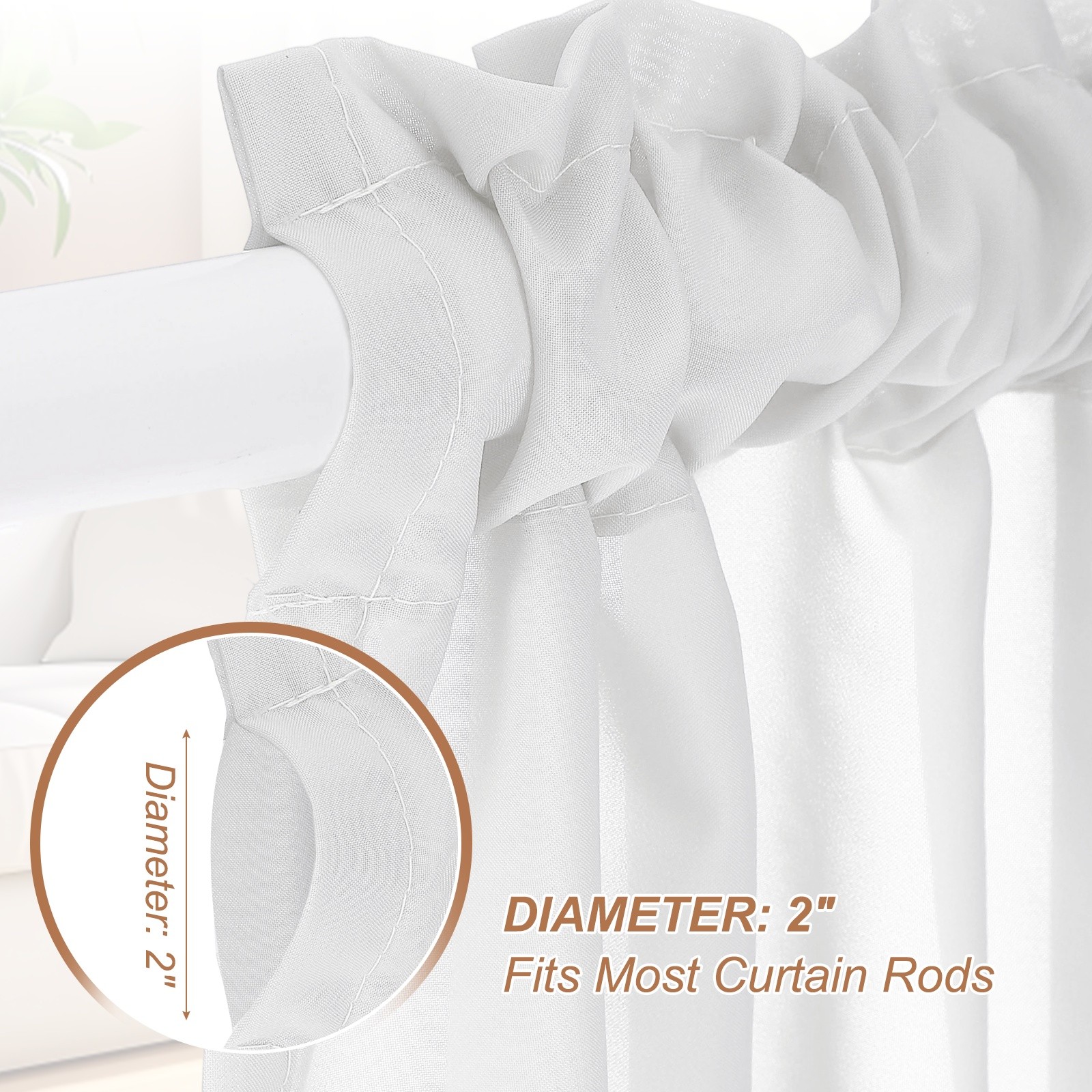 1 Panel Cabinet Curtain, Pure White, 27.5″ W x 51″ l