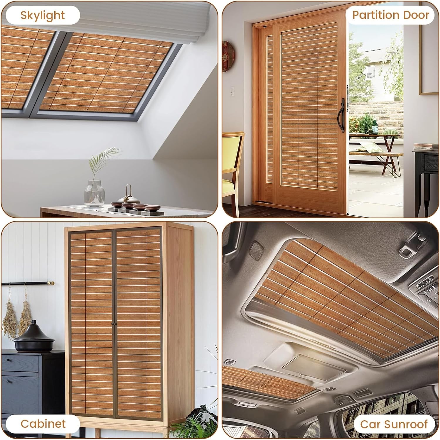 DKTIE Wooden Blinds Pattern Decorative Window Film, Sun Blocking Heat Control,