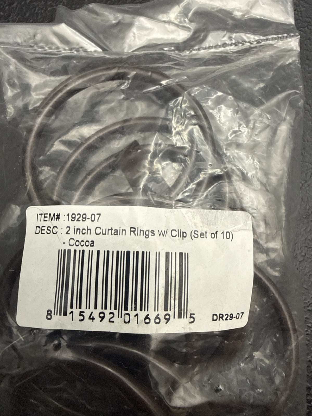 10 Pack 2 inch Curtain Rings w/Clip Cocoa New