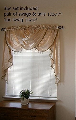 Octorose ® Royalty Custom Waterfall Window Valance Swags & Tails in many color