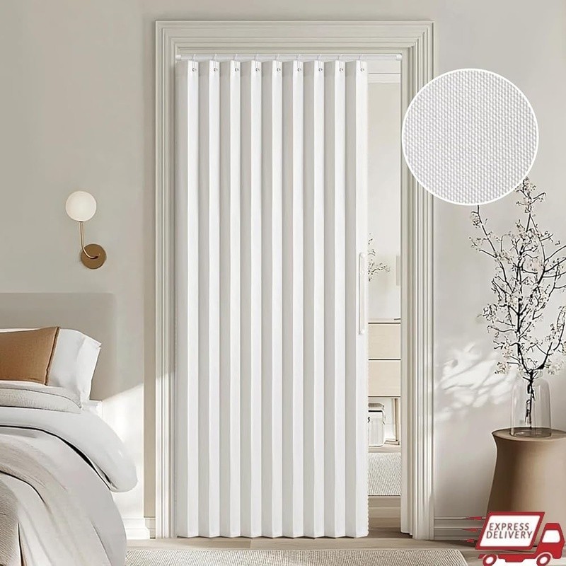 Magnetic Folding Door Curtains for Doorways/Closet Room Divider Pleated Drapes