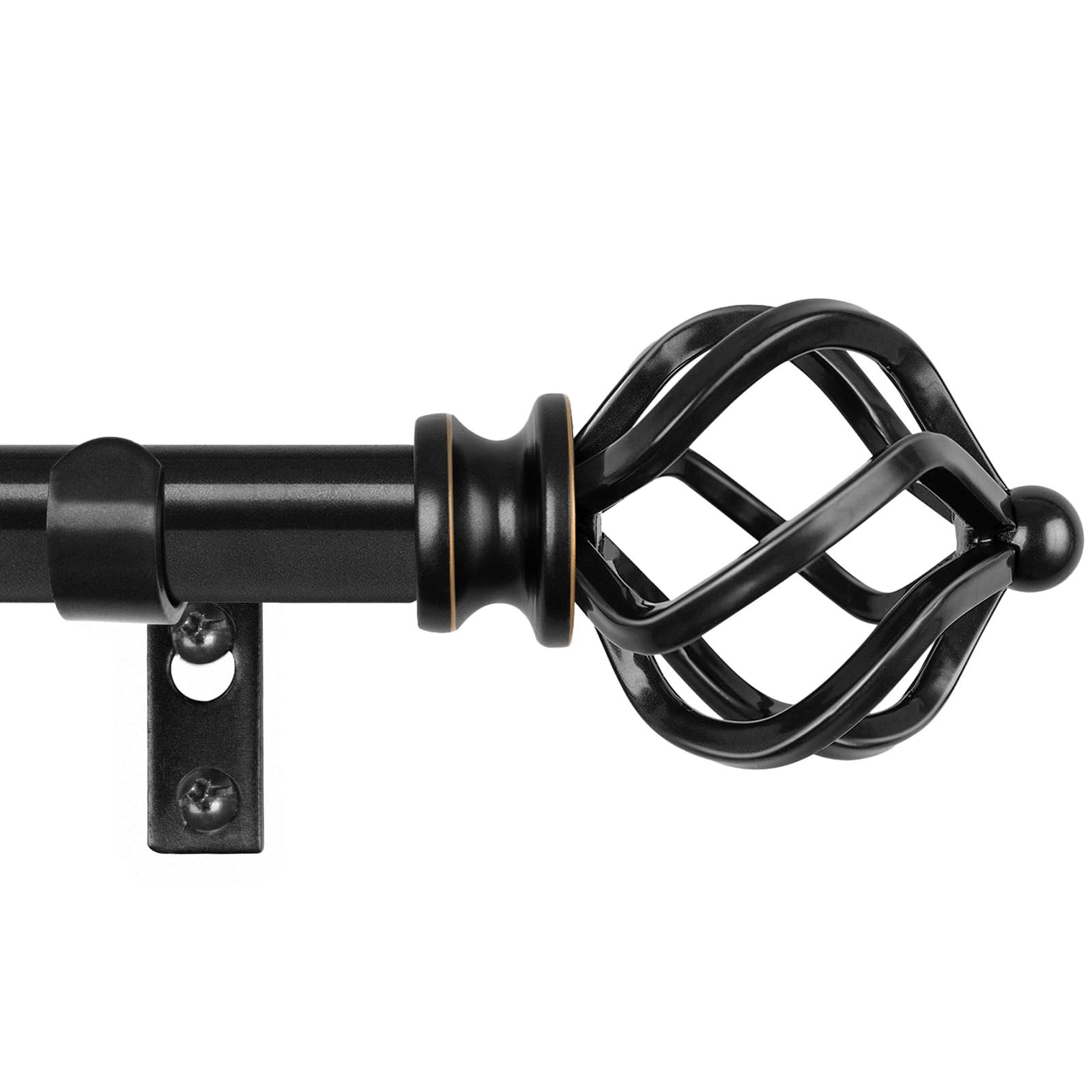 KAMANINA Black Curtain Rod 32 to 58 Inch(2.6-4.8ft), Adjustable Curtain Rods …