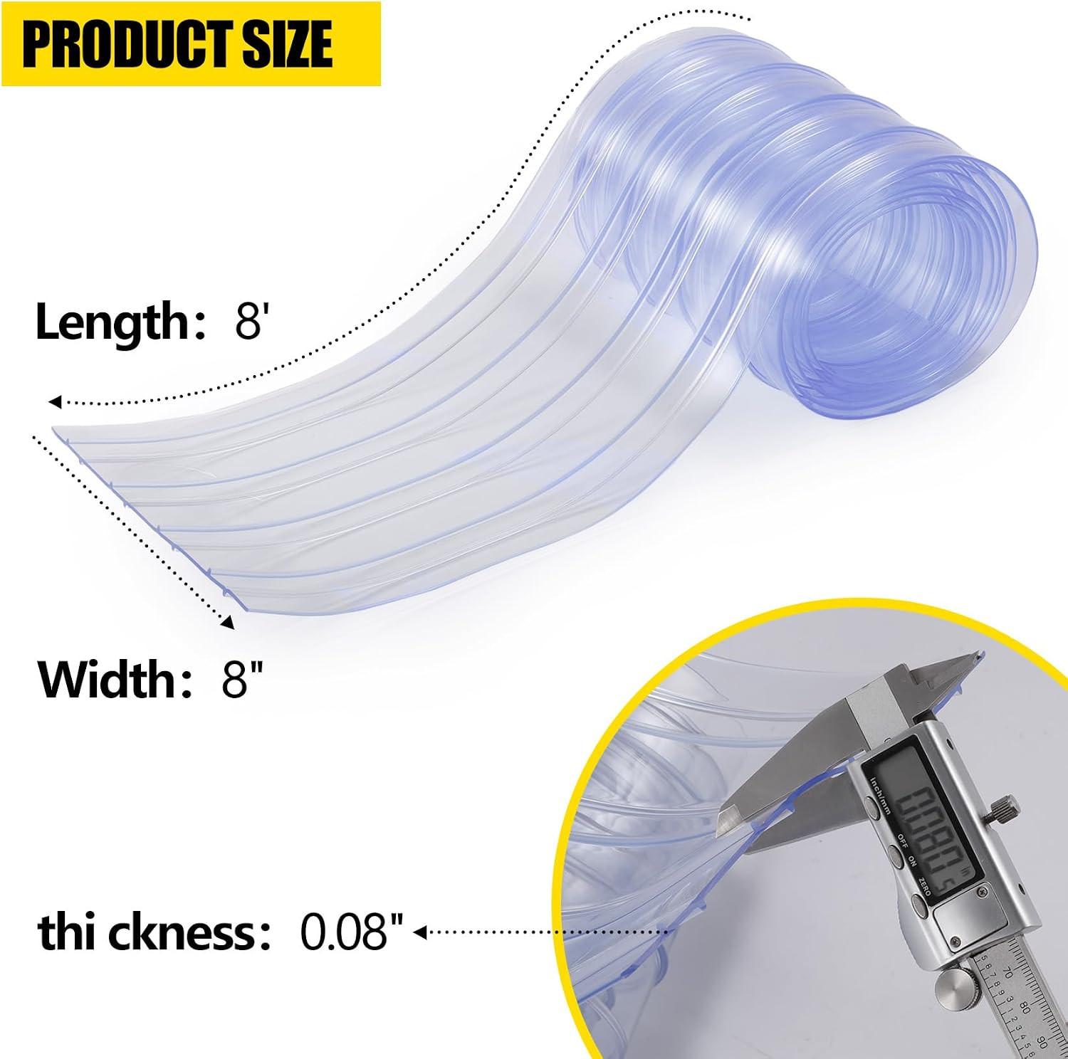 Commercial Freezer Curtain Replacement – 8 Inch X 8 Feet PVC Clear Vinyl Door St
