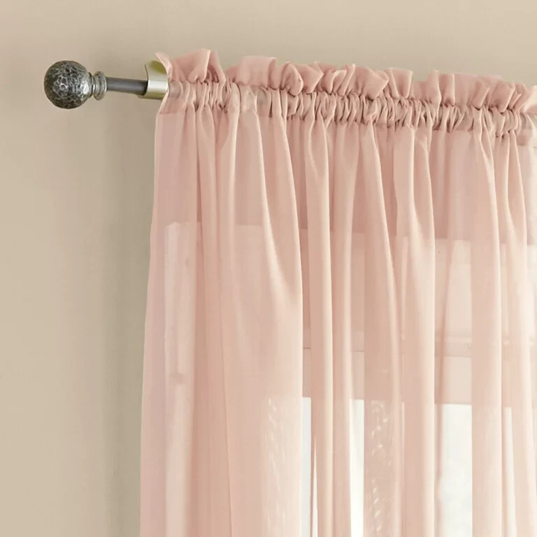 MAINSTAYS (2 PACK) MARJORIE SHEER VOILE ROD POCKET PANEL, BLUSH, VARIOUS SIZES