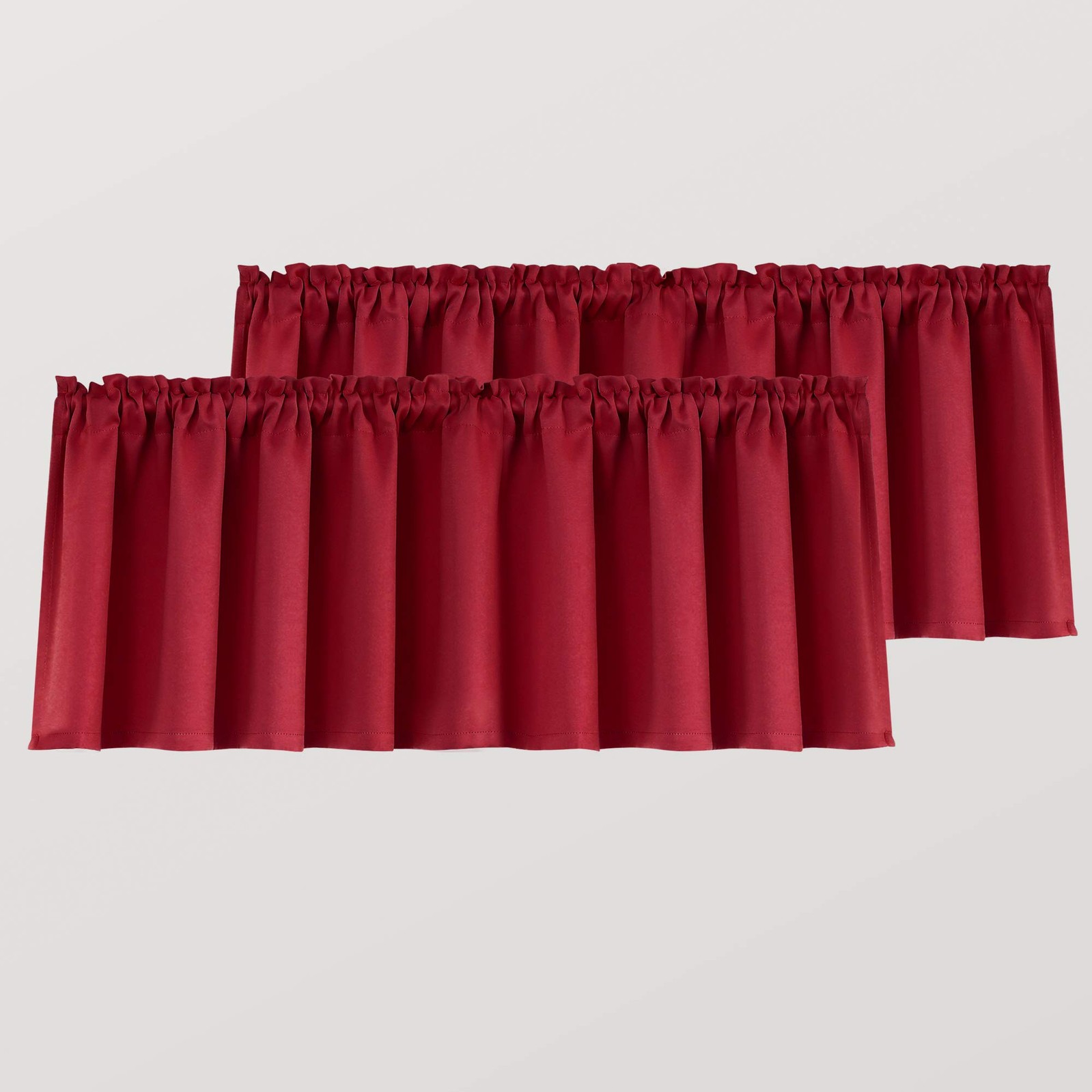 Mrs.Naturall Red Kitchen Valances 2 Pack Rod Pocket Blackout Insulated Therma…