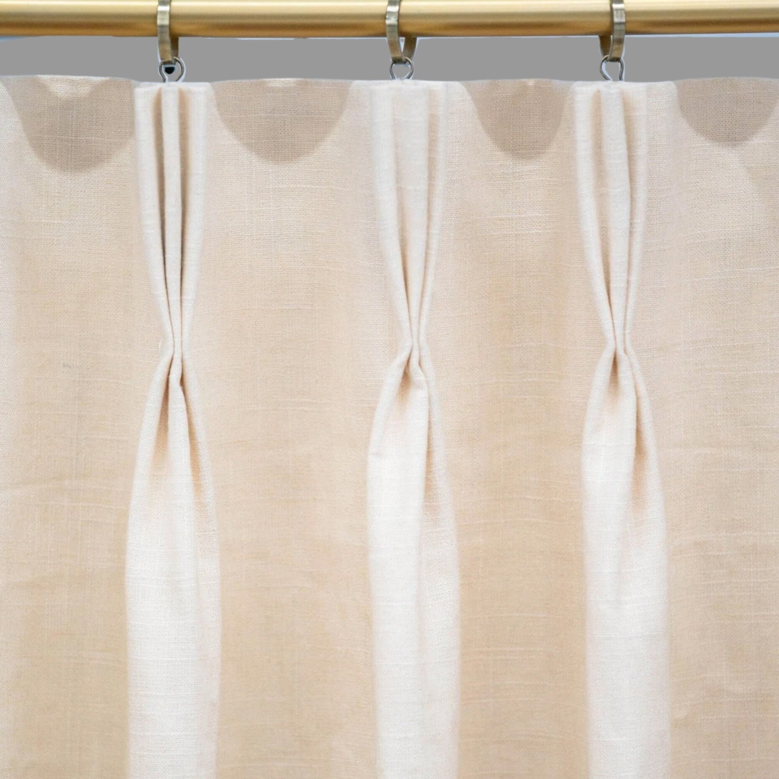 Custom Drapes – Pleated & Lined – Old Country Linen Parchment – 1 Pair/2 Panels