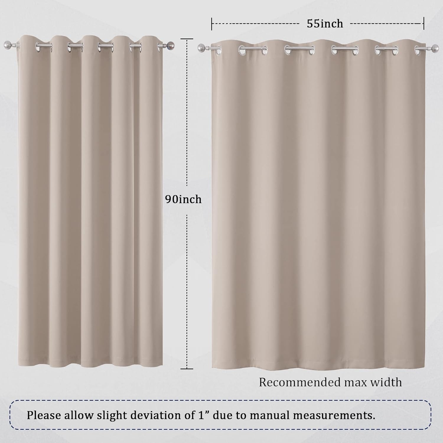 Curtains 90 Inches Long 2 Panels Set Extra Wide 60 Inches Warm Taupe – Nursery