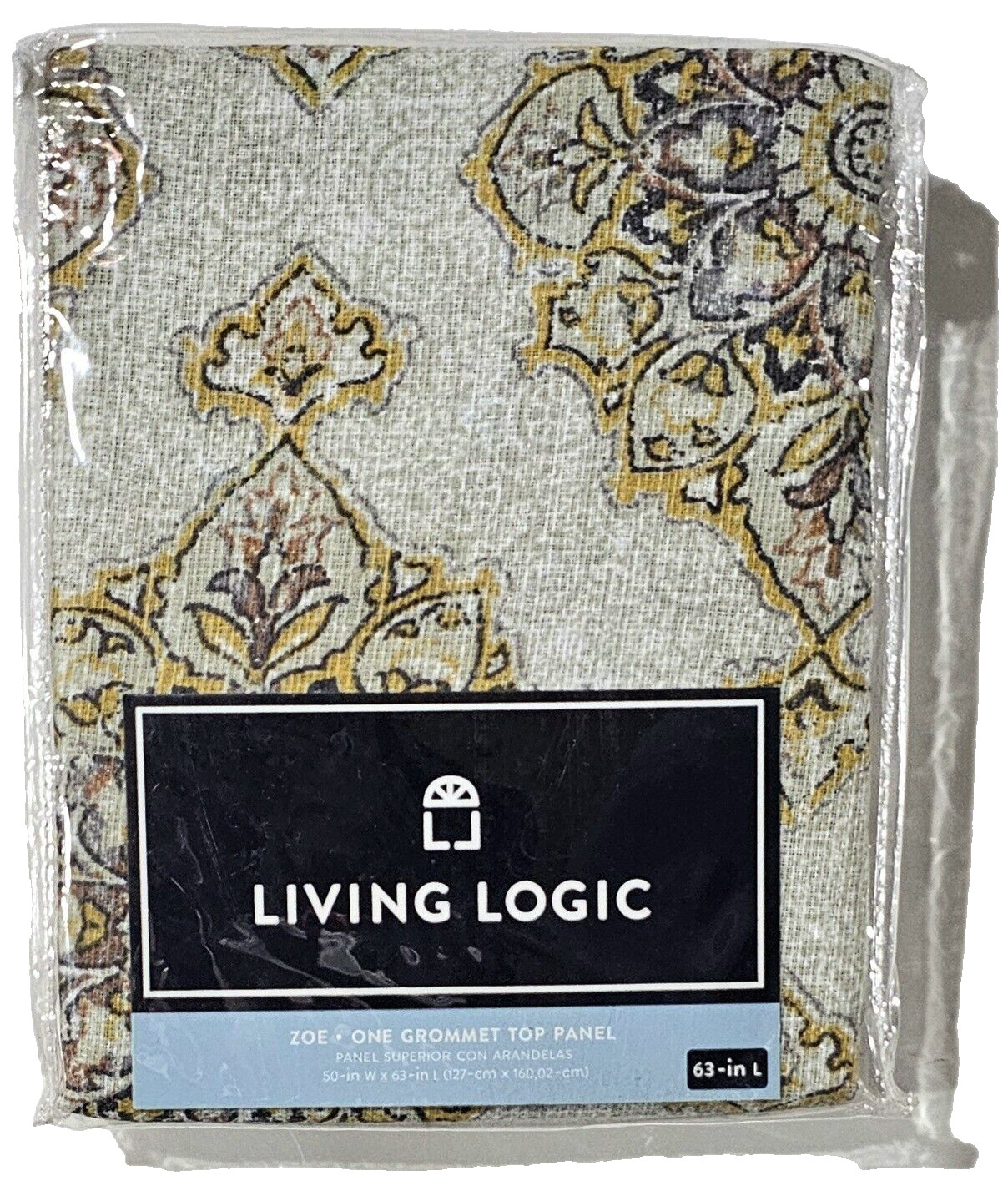 Living Logic Zoe Print Grey One Grommet Top Panel 50x63in