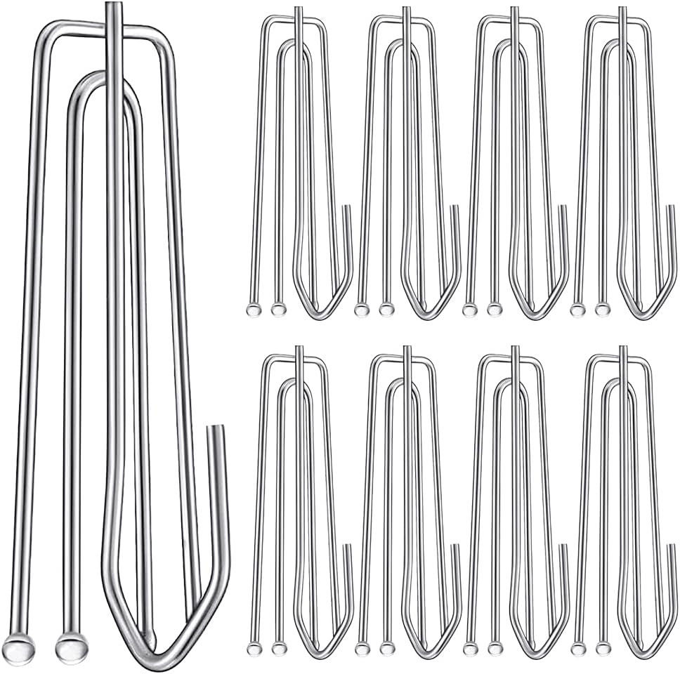 30PC Stainless Steel Curtain Pleat Hooks,Drapery Hook and Pin for Pleated Drape