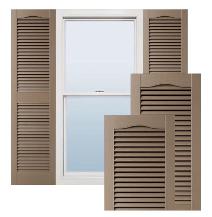 Ekena Millwork Vinyl Open Louver Shutters 12” x 25” French Roast (Pair)