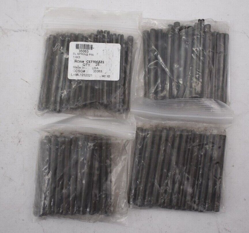 100 Pk Spring Pin Slotted Spring Pin Grade 1070-1090 Alloy Steel 1/4″ x 3″ Black