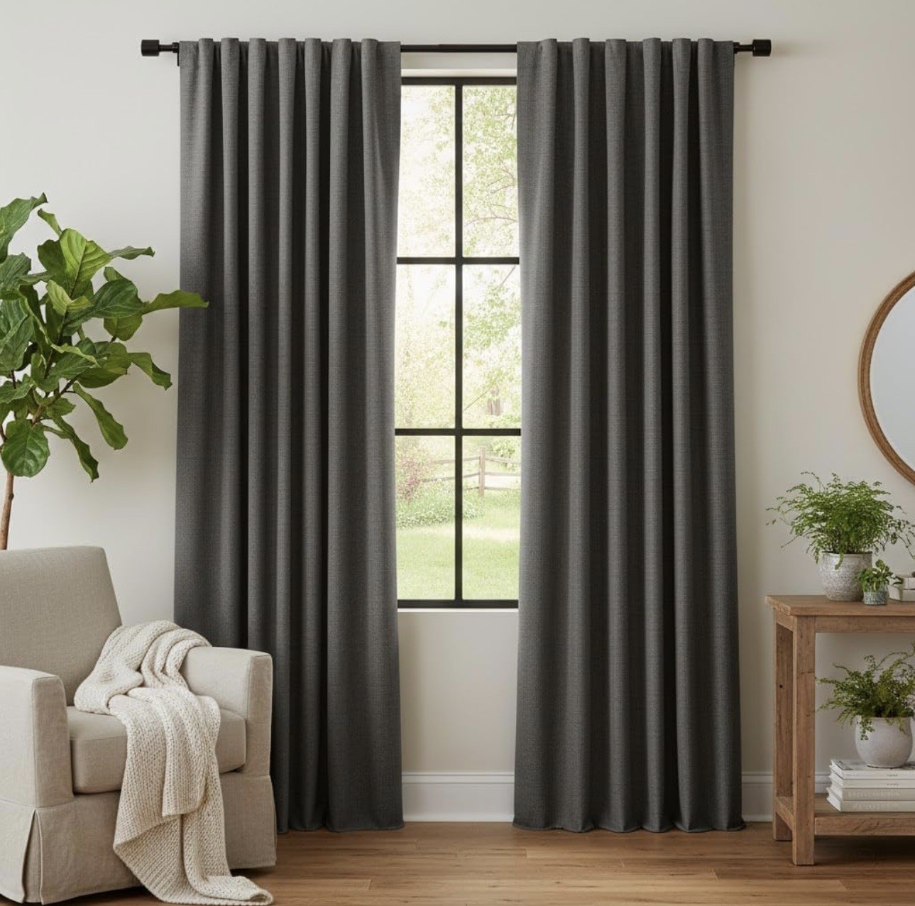 2-Panel 99% Blackout Curtain for Living Room 52”Wx84”L Double Sided Texture Gray