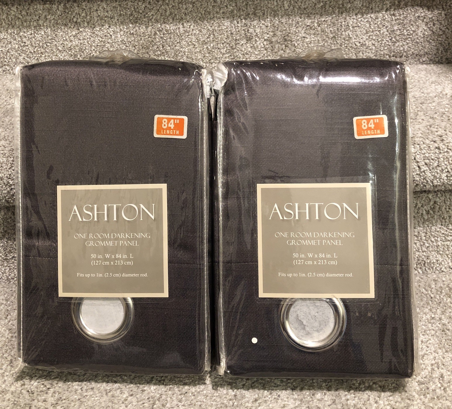 (2)Ashton Graphite Grey Grommet Top 50″ X 84″ Room Darkening Window Panel