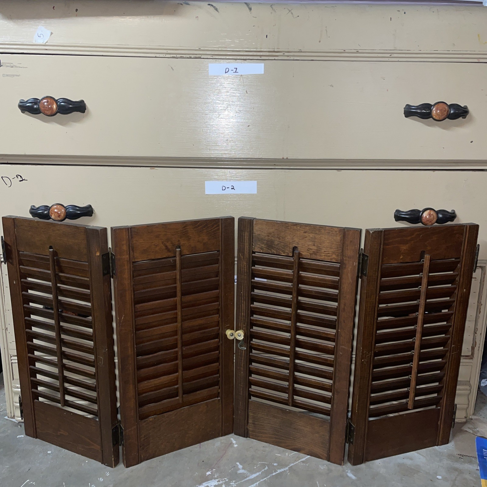VTG! Plantation Window Shutters ~Wood~Louver~Brown~18”x18” Set of 2!