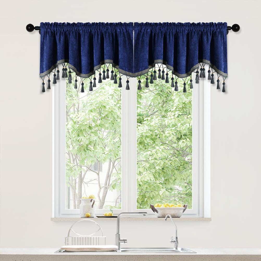 Elkca Double-Sided Chenille Window Curtains Tier For Kitchenrod Pocketroyal