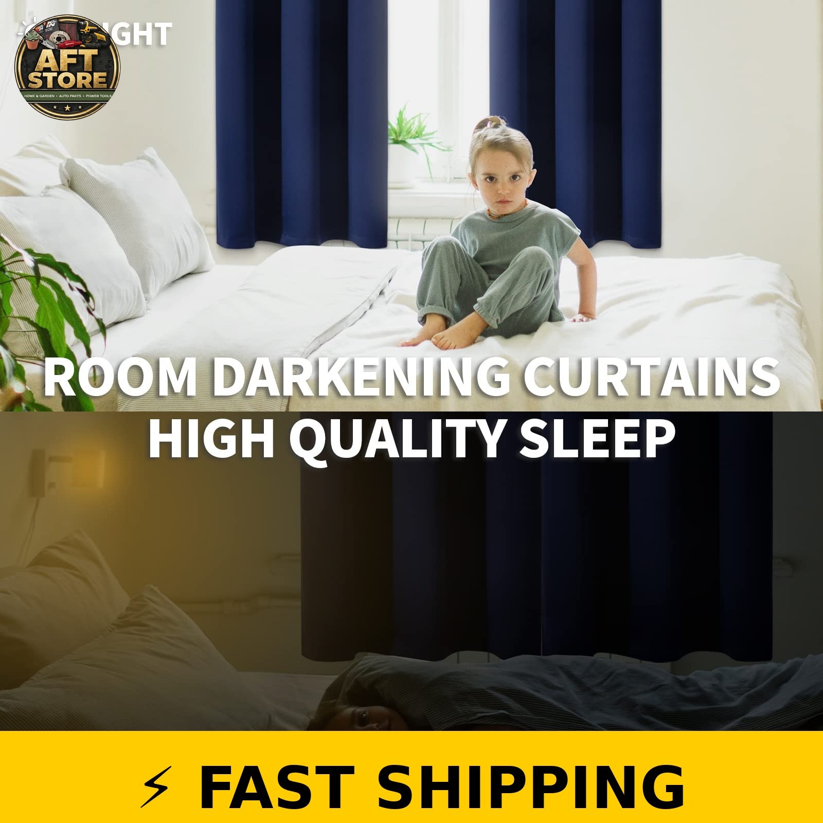 BGment Blackout Curtains 63 Inch Navy Blue Grommet 2 Panels